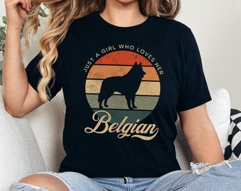 Camiseta de pastor belga, regalo de tervueren belga, regalo para mamá de pastor belga, camiseta para amantes de los perros belgas, solo una chica que ama a su belga