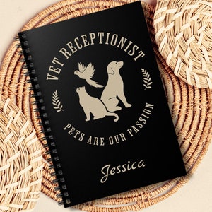 Personalized Vet Receptionist Notebook, Vet Clinic Staff Gift, Custom Veterinary Journal, Veterinary Office Spiral Notebook With Lined Paper