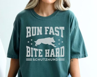 Schutzhund Shirt, Schutzhund Graphic Tee, IGP Dog Training T Shirt, IPO Police Dog K9 Handler Tshirt, Working Dog Shirt, Run Fast Bite Hard