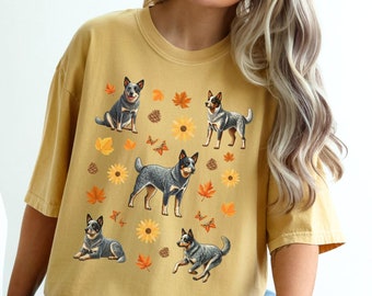 Comfort Colors® Blue Heeler Shirt, Blue Heeler Mom, Heeler Dog, Cattle Dog Shirt, Australian Heeler, Boho Cottagecore Dog Tee, Dog Mom Gift