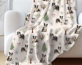 Border Collie Blanket, Border Collie Gift, Border Collie Mom, Border Collie Dog Lover, Border Collie Baby, Puppy Throw, Winter Dog Throw