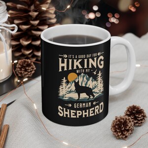 German Shepherd Mug, Dog Hiking Mug, Hiking Gift For GSD Owner, Outdoorsy Dog Lover Gift, German Shepherd Gift, Shepard Dog Coffee/Tea Mug