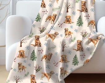 Golden Retriever Blanket, Golden Mama Gift, Golden Dog, Golden Mom Gift, Golden Retriever Lover, Winter Velveteen Dog Throw, Dog Mom Blanket