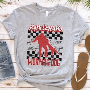 Retro Schutzhund T-Shirt, Checkerboard Bitework T Shirt, K9 Sport Dog Shirt, IGP IPO Police Dog Tee, Malinois Dutch Shepherd Working GSD Tee