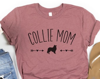 Rough Collie T Shirt, Collie Mom T-Shirt, Collie Dog Owner Gift, Cute Scotch Collie Shirt, Minimalist Dog Mom Tee, Dog Lover Tshirt For Her