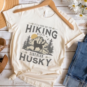 Husky Dog T-Shirt, Husky Dogs Gift, Dog Owner Gift, Hiking Dogs Tshirt, Dog Adventure Tee, Dog Dad Birthday, Hiking With My Siberian Husky