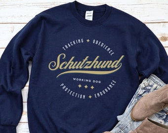 Sudadera Schutzhund, sudadera vintage de cuello redondo Schutzhund, camiseta K9 policial IPO, camiseta deportiva para perros de protección, camiseta de adiestramiento canino IGP