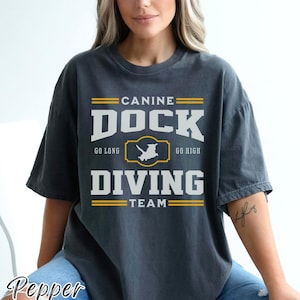 Dock Diving Team T-Shirt, Dog Dock Diving, Diving Dog Tshirt, Dog Dock Jumping Tee, Custom Breed Dog Sports Shirt, Comfort Colors Dog Shirt