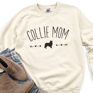 Collie Mom Sweatshirt, Rough Collie Gift For Her, Cute Scotch Collie Shirt, Collie Dog Owner Gift, Minimalist Dog Mom Tee, Dog Lover Sweater