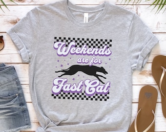 Camiseta Fastcat, camiseta retro de carreras de señuelos, camiseta de cuadros Fast Cat, los fines de semana son para deportes caninos, camiseta de adiestramiento canino, regalo para adiestrador de perros
