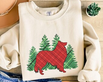 Rough Collie Christmas Sweater, Scotch Collie Sweatshirt, Cute Xmas Dog Shirt For Collie Mom, Winter Dog Sweatshirt For Collie Dog Owner