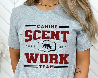 Scent Work Team T-Shirt, Varsity Style Dog Training Shirt, Malinois Dog Scent Training Top, Dog Trainer Gift, Dog Sports Tshirt, Dog Dad Tee