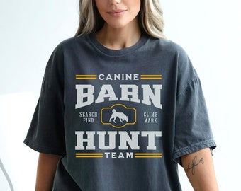 Canine Barn Hunt Team T-Shirt, Barn Hunt Training Tshirt, Custom Breed Scent Work Shirt, Dog Training Gift, Comfort Colors Dog Sports Tee