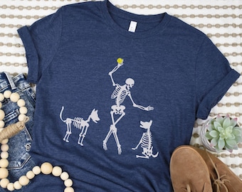 Spooky Dog T-Shirt, Halloween Dog Lover Gift, Funny Halloween T-Shirt For Dog Person, Halloween Dog Trainer T Shirt, Dog Skeleton Shirt