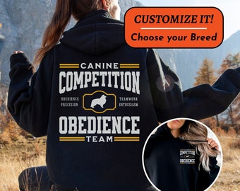 Sudadera con capucha de obediencia para competición, regalo deportivo para perros, perro de obediencia, adiestramiento canino personalizado, adiestramiento de cachorros, sudadera para mamá de perro, regalo para perro de trabajo