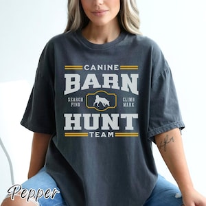 Canine Barn Hunt Team T-Shirt, Barn Hunt Training Tshirt, Custom Breed Scent Work Shirt, Dog Training Gift, Comfort Colors Dog Sports Tee