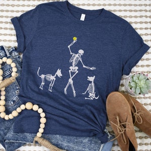 Spooky Dog T-Shirt, Halloween Dog Lover Gift, Funny Halloween T-Shirt For Dog Person, Halloween Dog Trainer T Shirt, Dog Skeleton Shirt