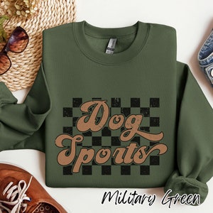 Dog Sports Sweatshirt, Dog Training Gift, Dog Agility, Nosework, Scent Training, Fast Cat, Barn Hunt, Rally, Retro Checkerboard Dog Sports