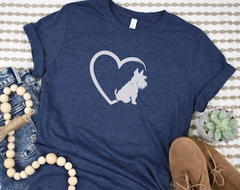 Scottish Terrier T-Shirt, Scottie Dog Gift, Terrier Mom, Scottish Dog, Dog Mama Gift Tee, New Puppy Gift, Dog Heart Shirt, Dog Lover Shirt