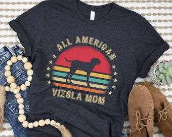 Vizsla T-Shirt, Vizsla Mom Shirt, Vizsla Dog Tshirt, Vizsla Dog T Shirt, Vizsla Gift, Patriotic Dog Shirt For Her, Dog Lover America Tee