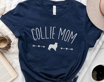 Collie Mom T-Shirt, Rough Collie T Shirt, Cute Scotch Collie Shirt, Collie Dog Owner Gift, Minimalist Dog Mom Tee, Dog Lover Tshirt For Her