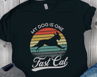 Funny Fast Cat T-Shirt, Fastcat Shirt, Retro Lure Coursing Tee, Sighthound Racing Dog Sports Gift, Dog Training Tshirt, Dog Trainer Gift