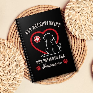 Cute Vet Receptionist Notebook, Veterinary Journal, Vet Office Staff Spiral Notebook With Lined Paper, Veterinarian Gift, Vet Clinic Gift