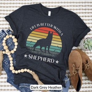 Shepherd Mom T-Shirt, GSD Tshirt, German Shepherd Gift, Shepherd Dog Shirt For Dog Mama Gift, Cute Dog Shirt, Vintage Sunset Dog Breed Shirt