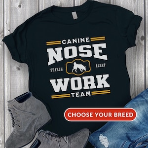 K9 Nose Work T-Shirt, Canine Nosework Tee, Dog Scent Training Tshirt, Dog Training Tee, Dog Sports Top, Varsity Style Working K9 T Shirt
