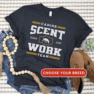 Canine Scent Work Team T-Shirt, Varsity Style Dog Training Shirt, Dog Scent Training Tee, Dog Trainer Gift, Dog Sports T Shirt, Malinois