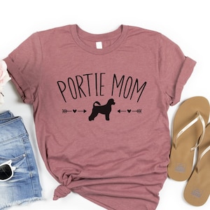 Portie Mom T-Shirt, Portuguese Water Dog Gift, Portuguese Dog Tee, Minimalist Water Dog Shirt, Feminine Dog Tshirt, Cute Dog Mom Shirt Gift