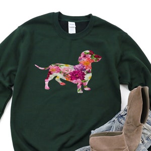 Floral Dachshund Sweatshirt, Floral Dog Shirt, Doxie Mom, Dog Mom Crewneck, Gift For Dog-Lover, Dog Mama Shirt, New Dog Mom, Wiener Dog