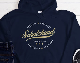 Schutzhund Hoodie, Vintage Style Schutzhund Hooded Sweatshirt, IPO Police K9 T Shirt, Protection Dog Sport Shirt, IGP Dog Training Hoodie
