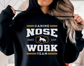 K9 Nose Work Hoodie, Dog Nosework Sweatshirt, Dog Scent Training Top, Dog Trainer Gift, Dog Sports Hoodie, Varsity Style Working K9 Sweater