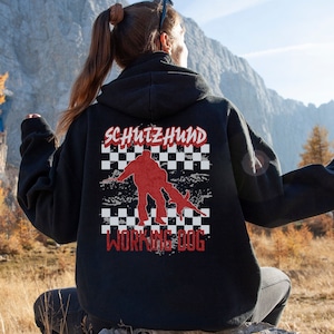 Schutzhund Back Print Hoodie, Streetwear Style Schutzhund Sweatshirt, Retro K9 Bitework Shirt, IGP IPO Police Dog/Working Dog/Sport Dog Wear