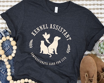 Camiseta de asistente de perrera, regalo para personal de perrera veterinaria, camiseta de clínica veterinaria, regalo de veterinario, camiseta vintage de asistente de hospital veterinario