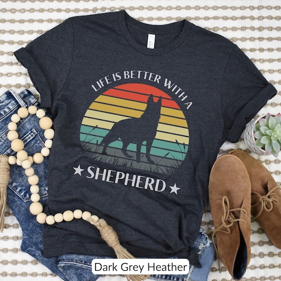 German Shepherd Tee Shirts For Men Vintage Retro Sunset Gift German Shepherd Tee Shirts For Men Vintage Retro Sunset Gift