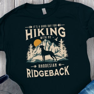 Rhodesian Ridgeback Hiking T-Shirt, Ridgeback Dog Gift, Ridgeback Lover Shirt, Ridgeback Mom Shirt, Dog Hiking Tee, Rhodesian Dog Lover Top