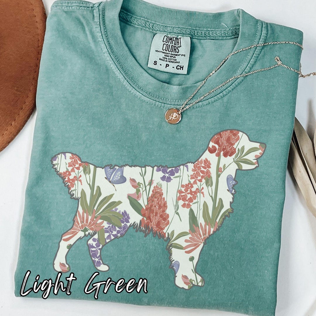 Floral Golden Retriever T-shirt, Comfort Colors® Golden Tee, Golden Dog ...
