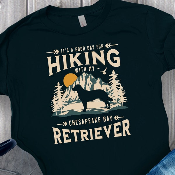 Chesapeake Bay Retriever Hiking T-Shirt, Chessie Dog, Chessie Gift, Chessie Dad Shirt, Chessie Lover, Dog Lover Shirt, Hiking With My Dog