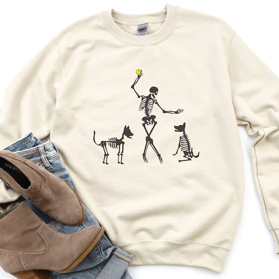Halloween Dog Sweatshirt For Dog Trainer Gift Spooky Skeleton Sweatshirt For Dog Lover Halloween Shirt Dog Training Dog Skeleton Shirt