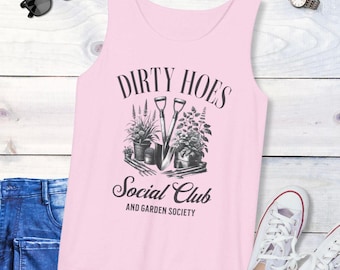 Dirty Hoes Social Club Tank Top, Gardener Gift, Gardening Pun, Funny Mom Garden Tee, Plant Lover's Apparel, Farmer Shirt, Summer Casual Wear