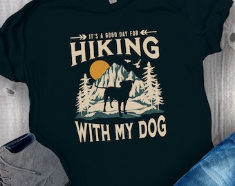 Hiking With My Dog T-Shirt, Dog Lover Tee, Dog Lover Gift, Dog Hiker Shirt, Rather Be Hiking, Gift For Dog Owner, Vintage Mountain Hiking