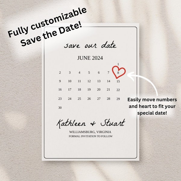 Calendar Style Save the Date