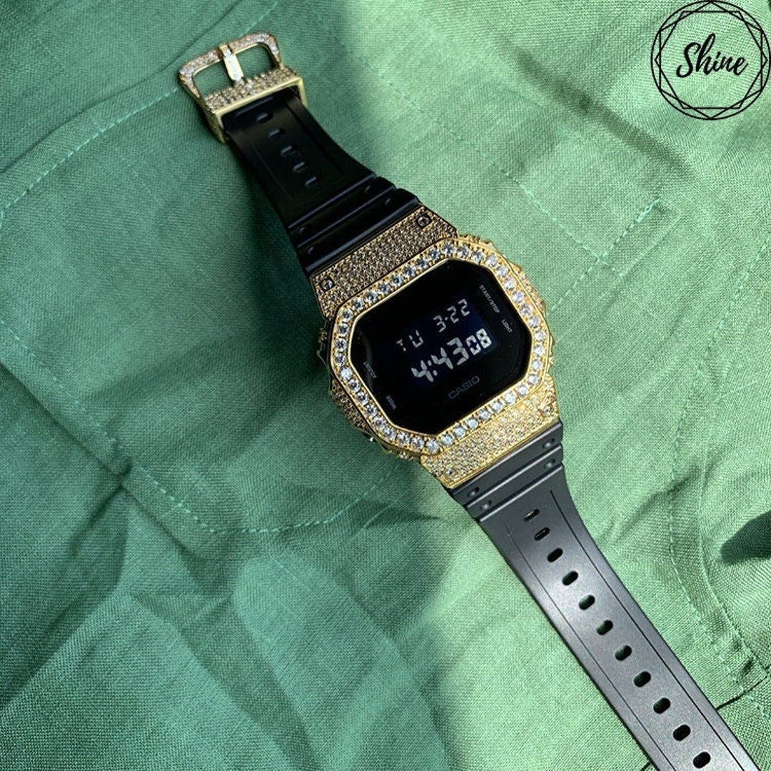 Casio G-shock DW-5600BB-1 Silver / Gold Bling Bling Watch - Etsy