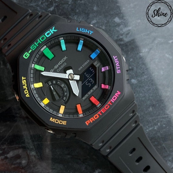 Beautiful Rainbow Casio G-shock GA-2100-1A Rainbow Custom Watch Unique  Watch Gift for Him Gift for Her 