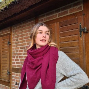 Muslin scarf women's XXL, triangular scarf, double-layered, muslin scarf, pink, wine red, mint, petrol, dark green