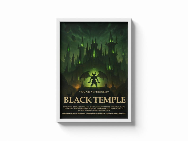 World of Warcraft Raid Movie Posters – Molten Core, Karazhan, Naxxramas, Icecrown Citadel & Ulduar | Cinematic WoW Wall Art | Gamer Decor Black Temple