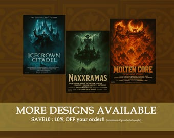 World of Warcraft Raid Movie Posters – Molten Core, Karazhan, Naxxramas, Icecrown Citadel & Ulduar | Cinematic WoW Wall Art | Gamer Decor
