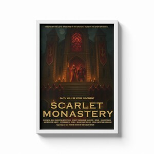 World of Warcraft Raid Movie Posters – Molten Core, Karazhan, Naxxramas, Icecrown Citadel & Ulduar | Cinematic WoW Wall Art | Gamer Decor Scarlet Monastery
